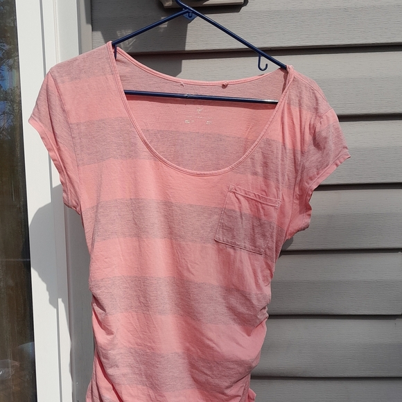 Guess Pink Ruched Short Sleeve Tee Small - Picture 2 of 5